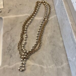 Ann Taylor Gold and White Pearl Necklace